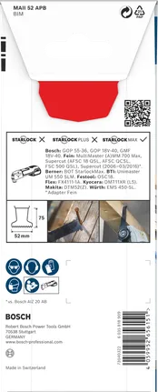 Hoja multiherramienta Bosch PRO MAII 52 APB 52×75 mm.